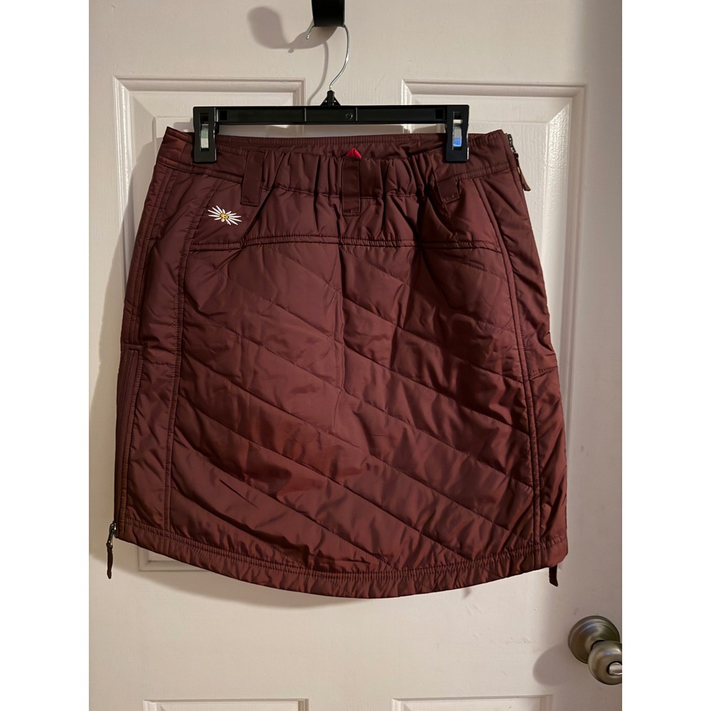 SKHOOP Short Insulated Quilted Skirt Burgundy Wine Daisy Logo Womens Medium NWOT